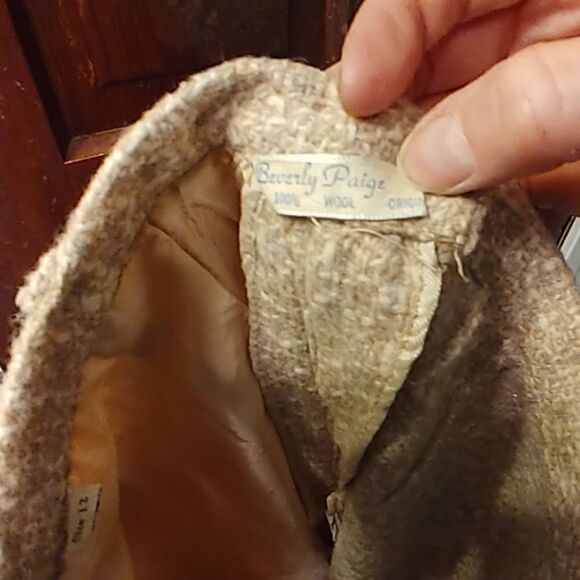 Vintage 50s Beverly Paige Cream Bouclé Wool Skirt - Picture 7 of 8